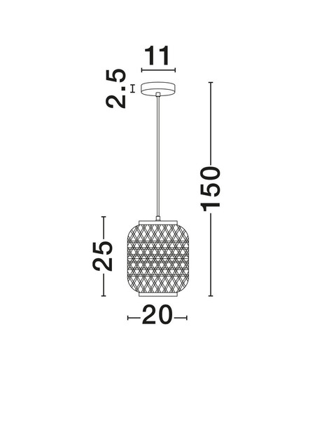 Nova Luce Pendelleuchte Asma E27 Natur Schwarz Stahl Rattan Ø20cm 9001114