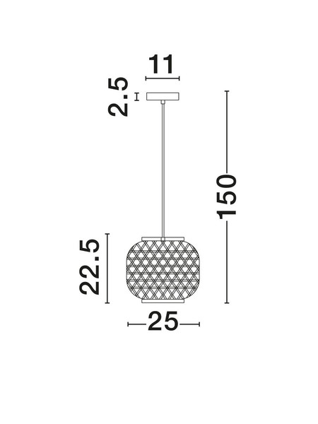 Nova Luce Pendelleuchte Asma E27 Natur Schwarz Stahl Rattan Ø25cm 9001116