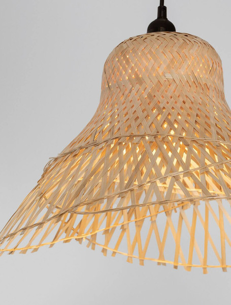 Nova Luce Pendelleuchte Aura E27 Natur Schwarz Stahl Rattan Ø45cm 9001117