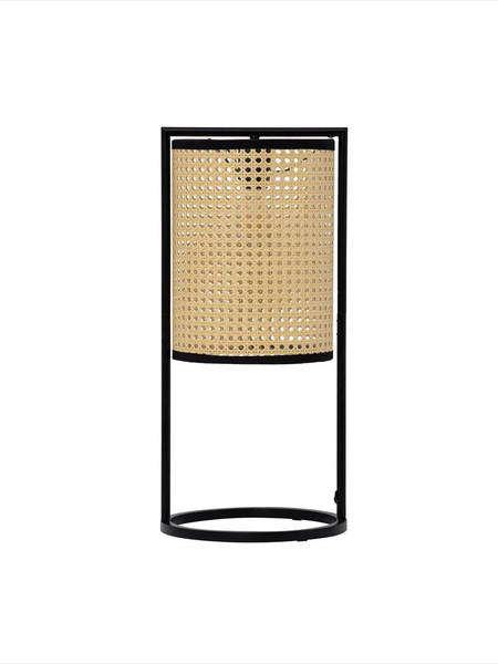 Nova Luce Tischleuchte Erto E27 Schwarz Stahl Rattan Ø26cm 9001118