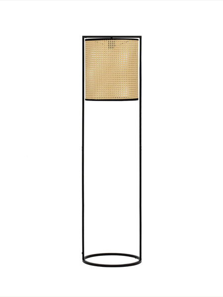 Nova Luce Stehleuchte Erto E27 Schwarz Stahl Rattan 150cm 9001119