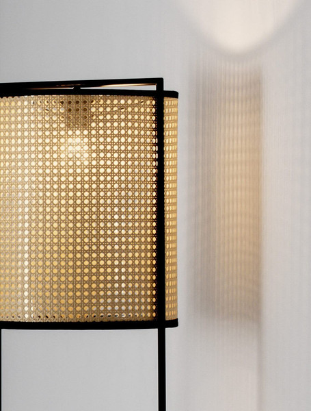 Nova Luce Stehleuchte Erto E27 Schwarz Stahl Rattan 150cm 9001119