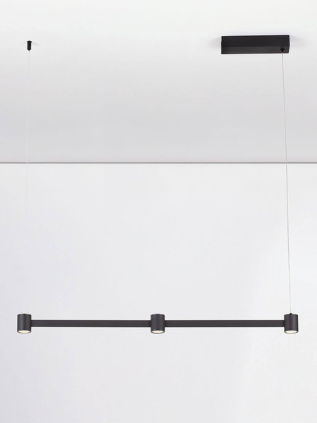 Nova Luce LED Pendelleuchte Puize dimmbar 21W warmweiss 3000K Schwarz Aluminium 80x6cm 9002050