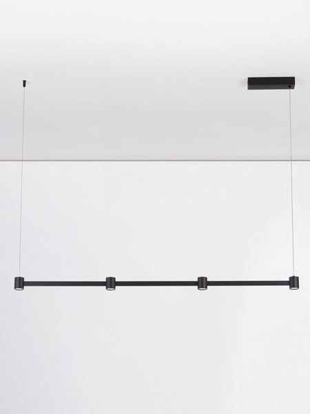 Nova Luce LED Pendelleuchte Puize dimmbar 24W warmweiss 3000K Schwarz Aluminium 118x6cm 9002051