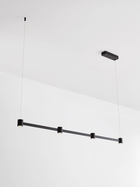 Nova Luce LED Pendelleuchte Puize dimmbar 24W warmweiss 3000K Schwarz Aluminium 118x6cm 9002051