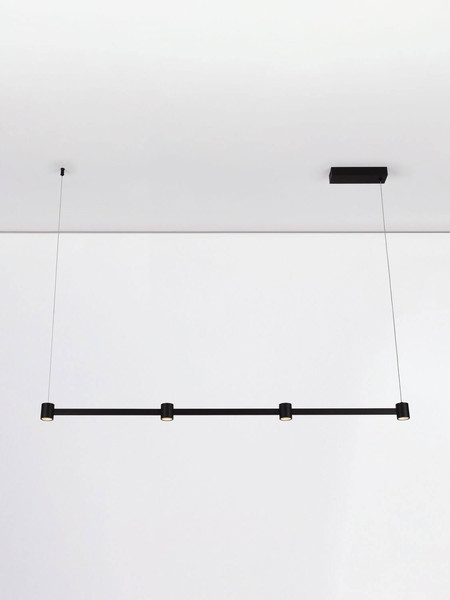 Nova Luce LED Pendelleuchte Puize dimmbar 24W warmweiss 3000K Schwarz Aluminium 118x6cm 9002051