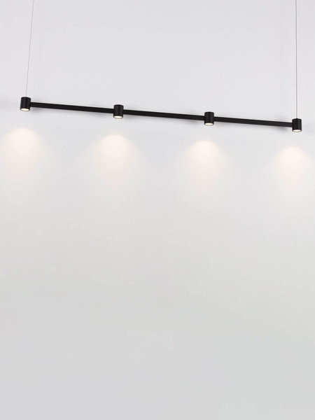 Nova Luce LED Pendelleuchte Puize dimmbar 24W warmweiss 3000K Schwarz Aluminium 118x6cm 9002051