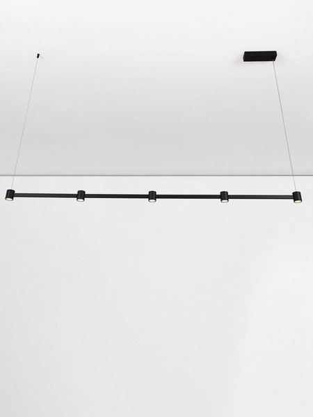 Nova Luce LED Pendelleuchte Puize dimmbar 30W warmweiss 3000K Schwarz Aluminium 156x6cm 9002052