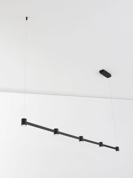 Nova Luce LED Pendelleuchte Puize dimmbar 30W warmweiss 3000K Schwarz Aluminium 156x6cm 9002052