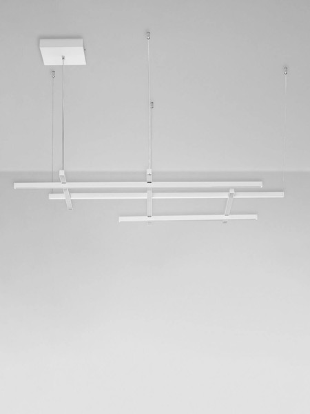 Nova Luce LED Pendelleuchte Pace dimmbar 83W warmweiss 3000K Weiß Aluminium 102x80cm 9002055