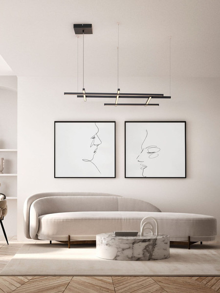 Nova Luce LED Pendelleuchte Pace dimmbar 83W warmweiss 3000K Schwarz Aluminium 102x80cm 9002056