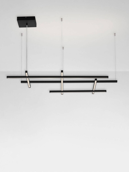 Nova Luce LED Pendelleuchte Pace dimmbar 83W warmweiss 3000K Schwarz Aluminium 102x80cm 9002056