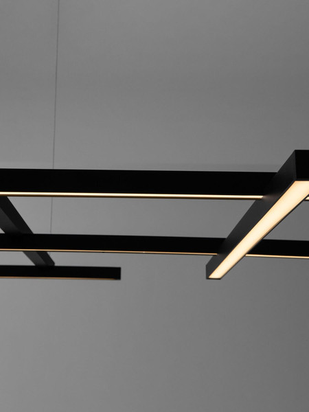 Nova Luce LED Pendelleuchte Pace dimmbar 83W warmweiss 3000K Schwarz Aluminium 102x80cm 9002056