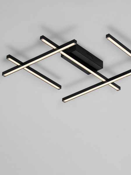 Nova Luce LED Deckenleuchte Pace dimmbar 63W warmweiss 3000K Schwarz Aluminium 82x63cm 9002060