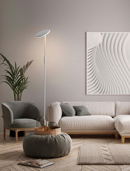 Nova Luce LED Stehleuchte Nostos dimmbar 30W warmweiss 3000K Weiß Aluminium 205cm 9002065