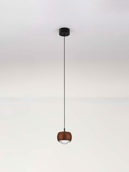 Nova Luce LED Pendelleuchte Conga 13W warmweiss 3000K Kaffeebraun Aluminium Ø10cm 9002069