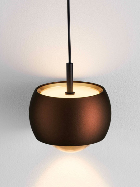 Nova Luce LED Pendelleuchte Conga 13W warmweiss 3000K Kaffeebraun Aluminium Ø10cm 9002069