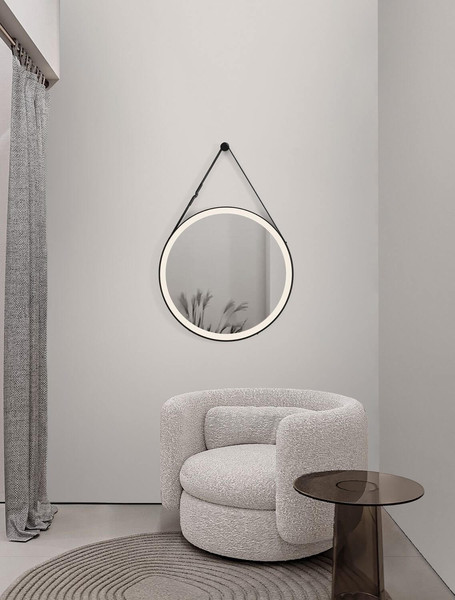 Nova Luce LED Spiegel Rems 29W warmweiss 3000K IP44 Schwarz Aluminium Spiegelglas Ø64cm 9006005