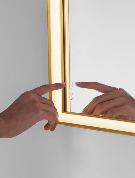 Nova Luce LED Spiegel Ambor dimmbar 49W neutralweiss 4000K IP44 Gold Aluminium Spiegelglas 120x70cm 9006020