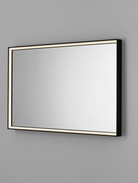 Nova Luce LED Spiegel Ambor dimmbar 48W neutralweiss 4000K IP44 Schwarz Aluminium Spiegelglas 120x70cm 9006022