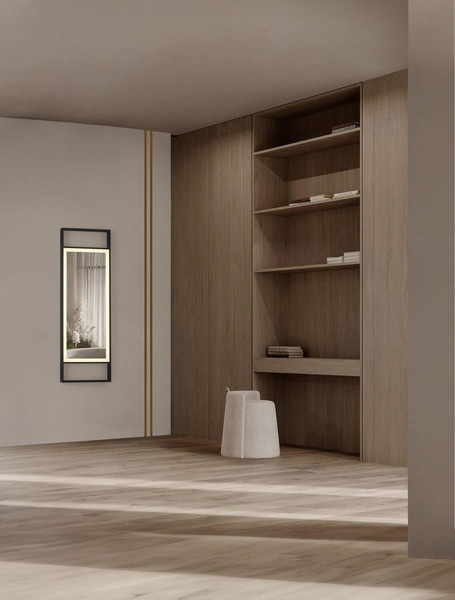 Nova Luce LED Spiegel Raven dimmbar 37W neutralweiss 4000K IP44 Schwarz Aluminium Spiegelglas 120x40cm 9006023