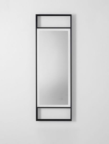Nova Luce LED Spiegel Raven dimmbar 37W neutralweiss 4000K IP44 Schwarz Aluminium Spiegelglas 120x40cm 9006023