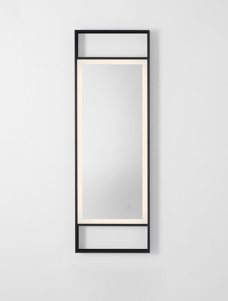 Nova Luce LED Spiegel Raven dimmbar 37W neutralweiss 4000K IP44 Schwarz Aluminium Spiegelglas 120x40cm 9006023