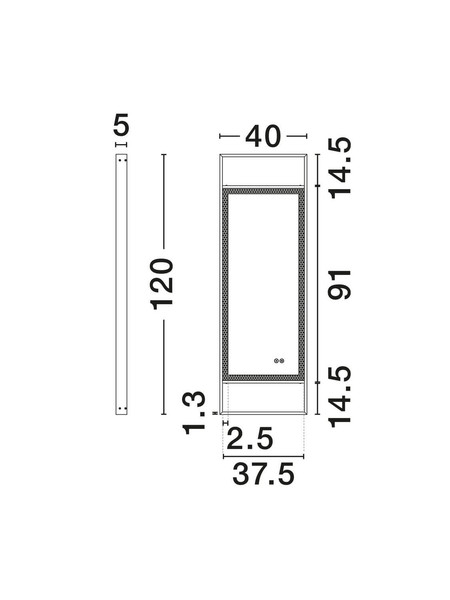 Nova Luce LED Spiegel Raven dimmbar 37W neutralweiss 4000K IP44 Schwarz Aluminium Spiegelglas 120x40cm 9006023