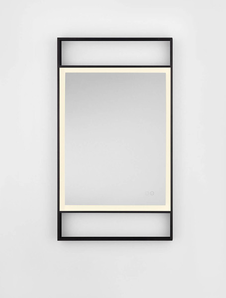 Nova Luce LED Spiegel Raven dimmbar 41W neutralweiss 4000K IP44 Schwarz Aluminium Spiegelglas 106x60cm 9006024