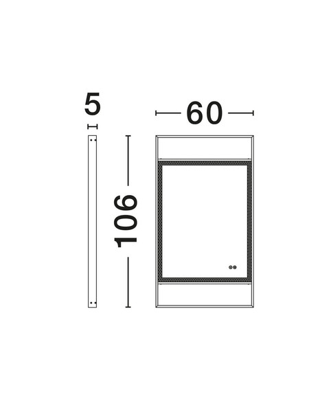 Nova Luce LED Spiegel Raven dimmbar 41W neutralweiss 4000K IP44 Schwarz Aluminium Spiegelglas 106x60cm 9006024