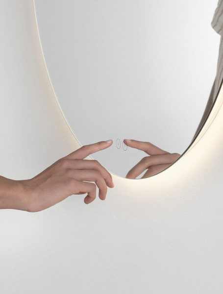 Nova Luce LED Spiegel Alda dimmbar 42W warmweiss 3000K IP44 Aluminium Spiegelglas Ø80cm 9006029