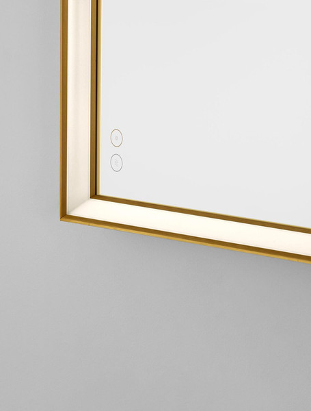 Nova Luce LED Spiegel Ambor dimmbar 38W warmweiss 3000K IP44 Gold Aluminium Spiegelglas 80x60cm 9006039