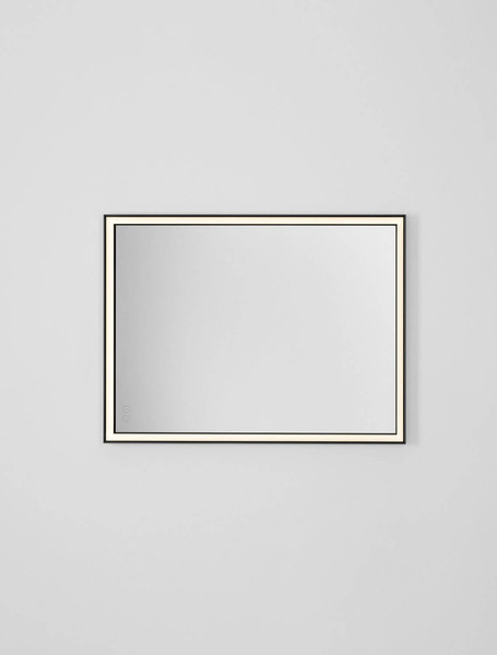 Nova Luce LED Spiegel Ambor dimmbar 37W warmweiss 3000K IP44 Schwarz Aluminium Spiegelglas 80x60cm 9006040