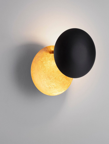 Nova Luce LED Wandleuchte Soleil 6W warmweiss 3000K Schwarz Blattgold Aluminium Ø20cm 9006080