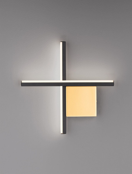 Nova Luce LED Wandleuchte Cross dimmbar 10W warmweiss 3000K Schwarz Gold Aluminium 30x30cm 9006083