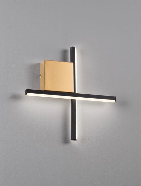 Nova Luce LED Wandleuchte Cross dimmbar 10W warmweiss 3000K Schwarz Gold Aluminium 30x30cm 9006083