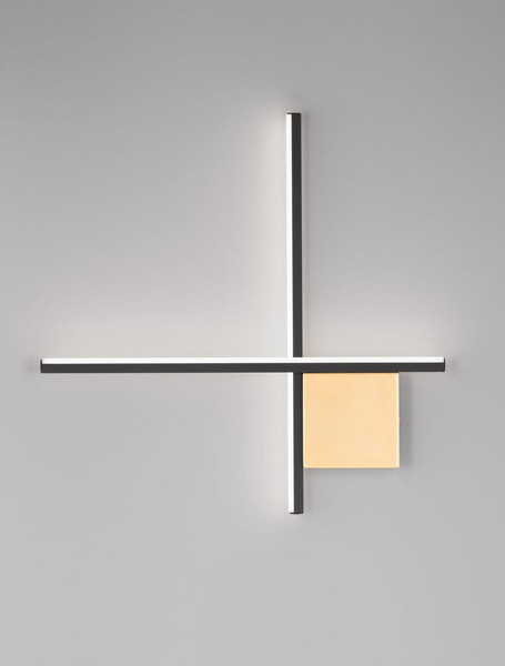 Nova Luce LED Wandleuchte Cross dimmbar 15W warmweiss 3000K Schwarz Gold Aluminium 50x50cm 9006085