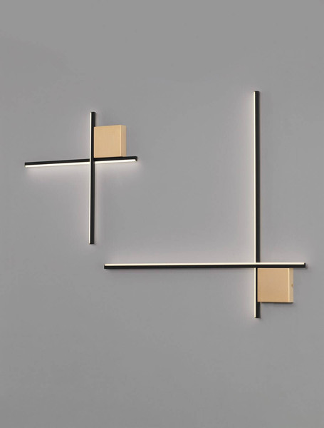 Nova Luce LED Wandleuchte Cross dimmbar 15W warmweiss 3000K Schwarz Gold Aluminium 50x50cm 9006085