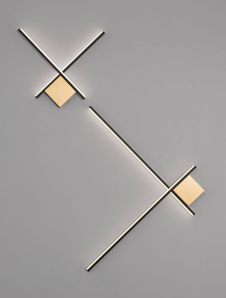 Nova Luce LED Wandleuchte Cross dimmbar 15W warmweiss 3000K Schwarz Gold Aluminium 50x50cm 9006085