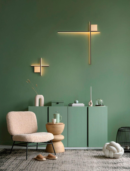 Nova Luce LED Wandleuchte Cross dimmbar 21W warmweiss 3000K Schwarz Gold Aluminium 80x80cm 9006087