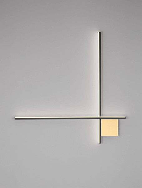 Nova Luce LED Wandleuchte Cross dimmbar 21W warmweiss 3000K Schwarz Gold Aluminium 80x80cm 9006087