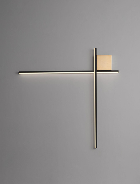Nova Luce LED Wandleuchte Cross dimmbar 21W warmweiss 3000K Schwarz Gold Aluminium 80x80cm 9006087
