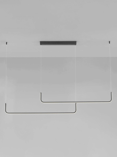 Nova Luce LED Pendelleuchte Strita dimmbar 40W warmweiss 3000K Schwarz Aluminium 150cm 9006088