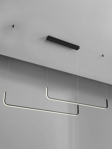Nova Luce LED Pendelleuchte Strita dimmbar 40W warmweiss 3000K Schwarz Aluminium 150cm 9006088