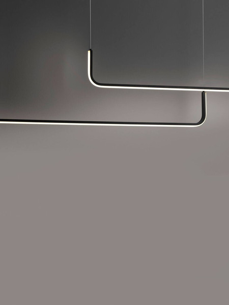 Nova Luce LED Pendelleuchte Strita dimmbar 40W warmweiss 3000K Schwarz Aluminium 150cm 9006088