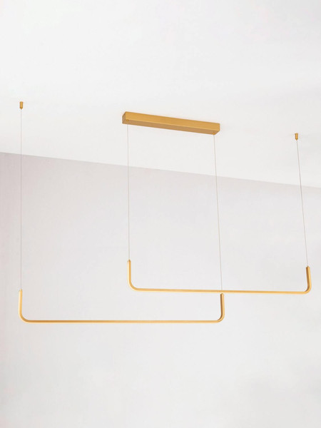 Nova Luce LED Pendelleuchte Strita dimmbar 40W warmweiss 3000K Messinggold Aluminium 150cm 9006089