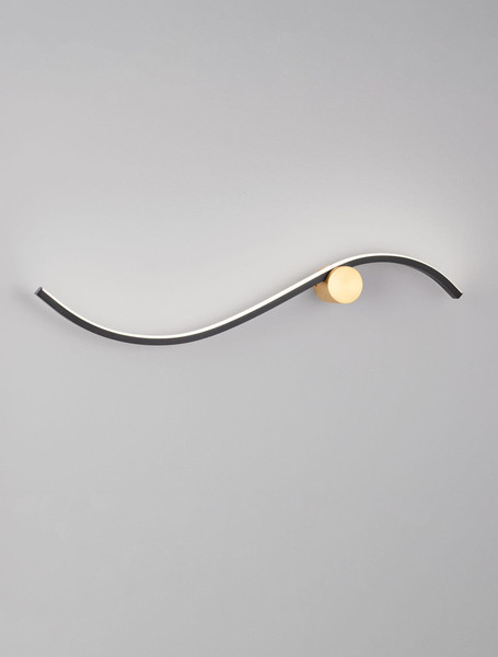 Nova Luce LED Wandleuchte Kima 14W warmweiss 3000K Schwarz Gold Aluminium 65x13cm 9006095