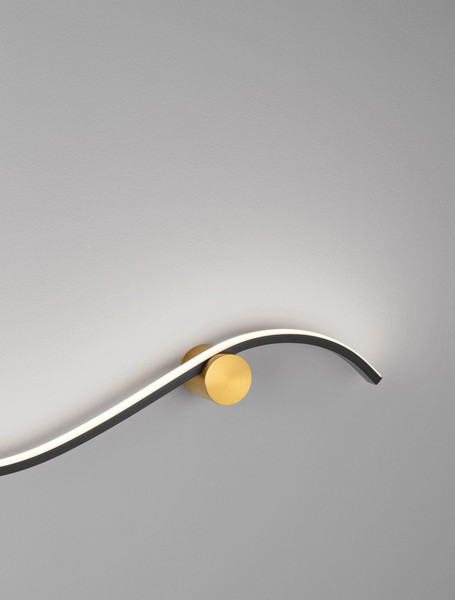 Nova Luce LED Wandleuchte Kima 14W warmweiss 3000K Schwarz Gold Aluminium 65x13cm 9006095