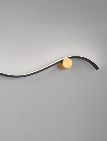 Nova Luce LED Wandleuchte Kima 14W warmweiss 3000K Schwarz Gold Aluminium 65x13cm 9006095