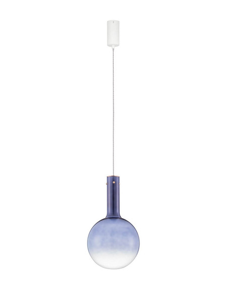 Nova Luce LED Pendelleuchte Nostos dimmbar 6W warmweiss 3000K Blau Gold Weiß Glas Metall Ø25cm 9009101